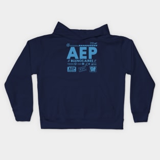 Vintage Buenos Aires AEP Airport Code Travel Day Retro Travel Tag Kids Hoodie